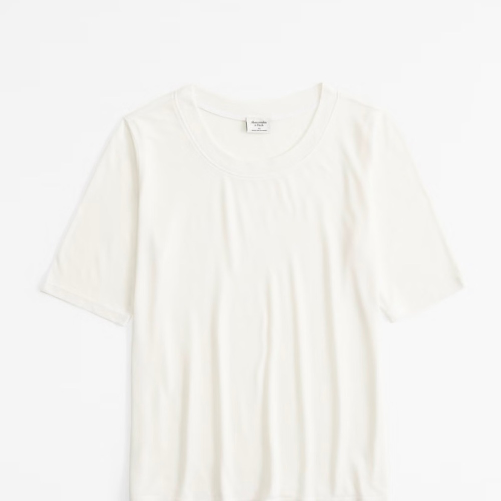 Half-Sleeve Sheer Jersey Crew Tee